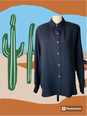 Stonebridge Black Vintage Southwest Shirt Top Medium Petites